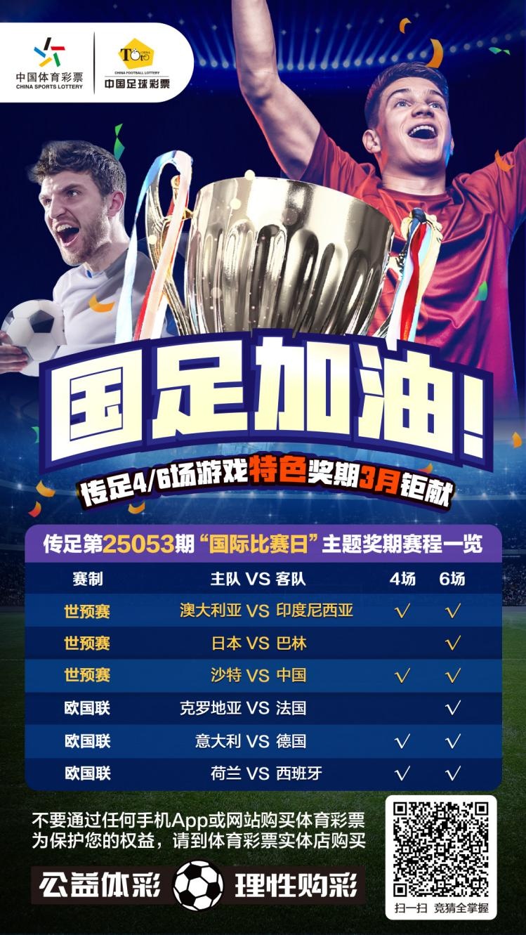  國(guó)足加油！傳足特色獎(jiǎng)期第25053期聚焦國(guó)際比賽日